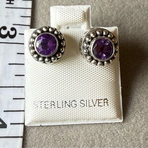 Sterling Silver Amethyst Stud Earrings